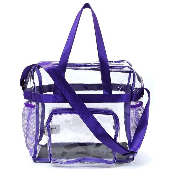 Purple Messenger Bag, Adjustable Stadium Approved Transparent Purse Tote - Picture 1 of 3